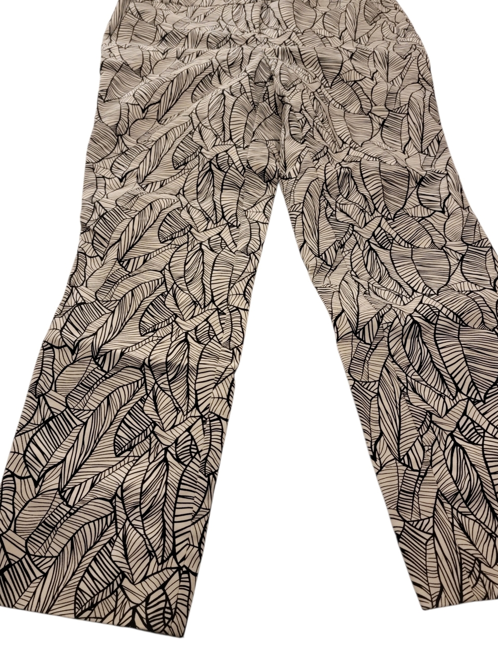 Saint Tropez West Black and White Leaf-Print Skinny Pants